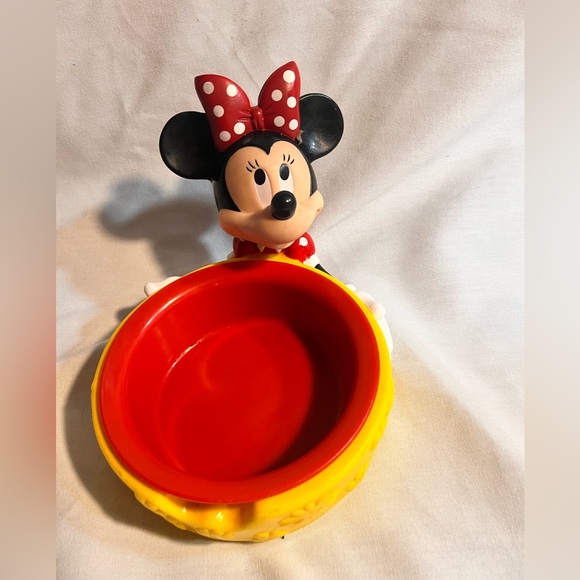 RARE! VINTAGE MINNIE MOUSE BOWL WITH ROTATING HEAD BY APPLAUSE RED AND YELLOW - Picture 1 of 7